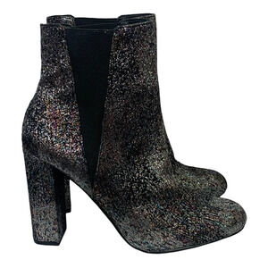 Steve Madden Womens Effect Ankle Boots Booties Metallic Block Heels 8.5 M